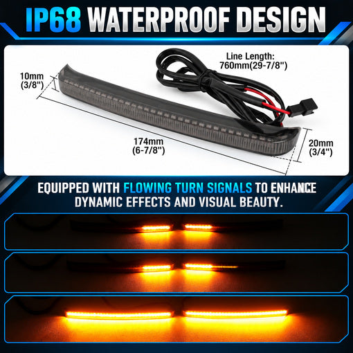 Motorcycle LED Saddlebag Tail Lights with Sequential Amber Turn Signals Brake Light