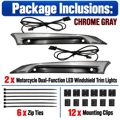 Motorcycle Dual-Function LED Windshield Trim Lights