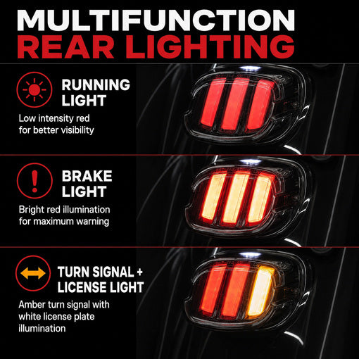 Motorcycle Stripe-Design LED Brake Tail Light with F1 Turn Signal