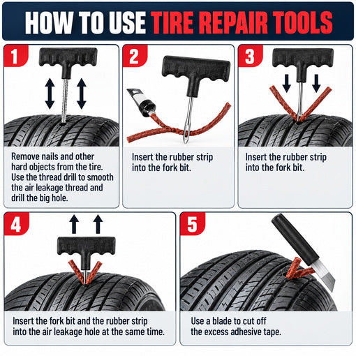 Motorcycle/ATV/UTV CO2 Tire Repair Kit with Inflator for Tubeless Tires
