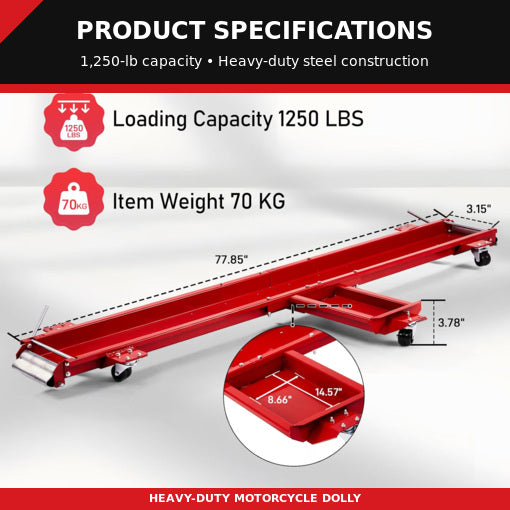 1250LBS Heavy-Duty Motorcycle Mover Dolly