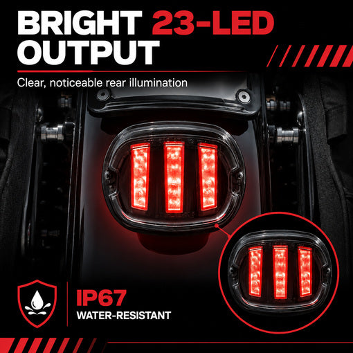 Motorcycle Stripe-Design LED Brake Tail Light with F1 Turn Signal