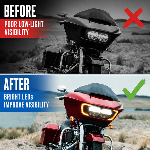 Motorcycle LED Headlight Vent Accent Turn Signal Lights