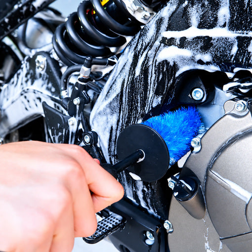 Motorcycle Wheel Cleaning Stand with Cleaning Brush Kit