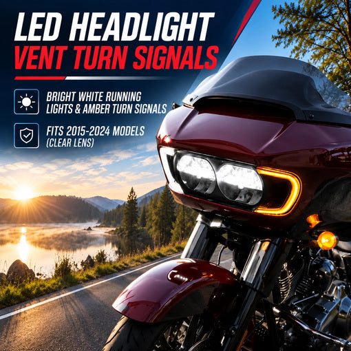 Motorcycle LED Headlight Vent Turn Signal For 2015-2024