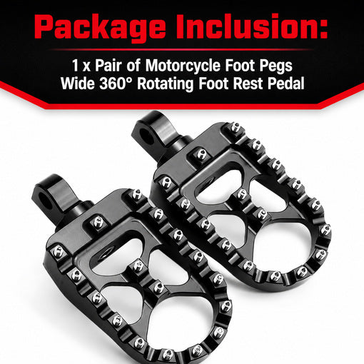 Motorcycle Foot Pegs Wide 360° Rotating Foot Rest Pedal