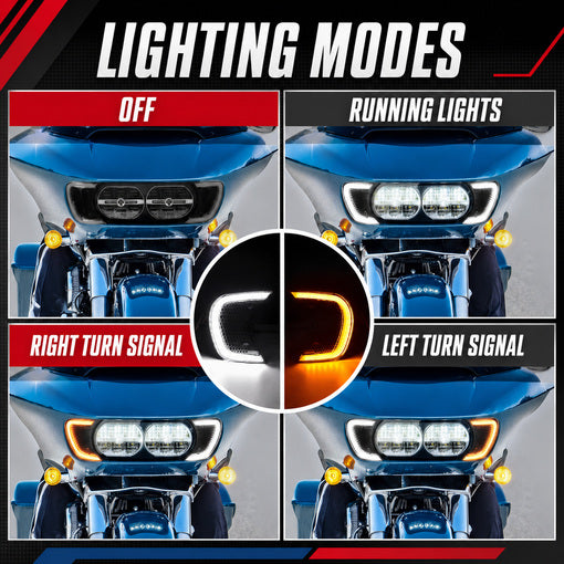 Motorcycle LED Headlight Vent Accent Turn Signal Lights