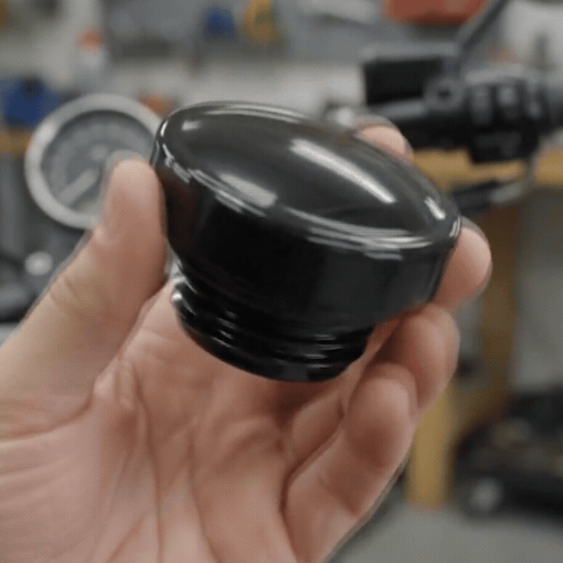 Motorcycle Screw-in Ratcheting Gloss Black Vented Gas Cap