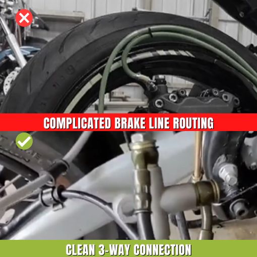 3-Way Motorcycle Hydraulic Brake Line Tee Hose Connector