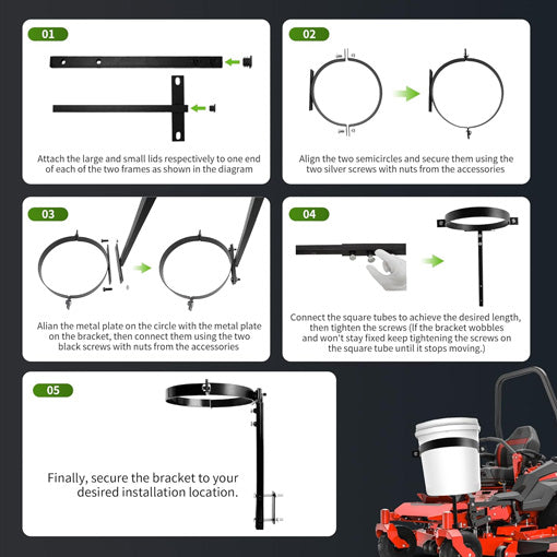 Clamp-on Zero Turn Mower Bucket Holder