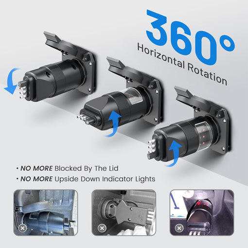 360 Rotatable 7 Way Blade & 4 Pin Trailer Light Wire Circuit Tester