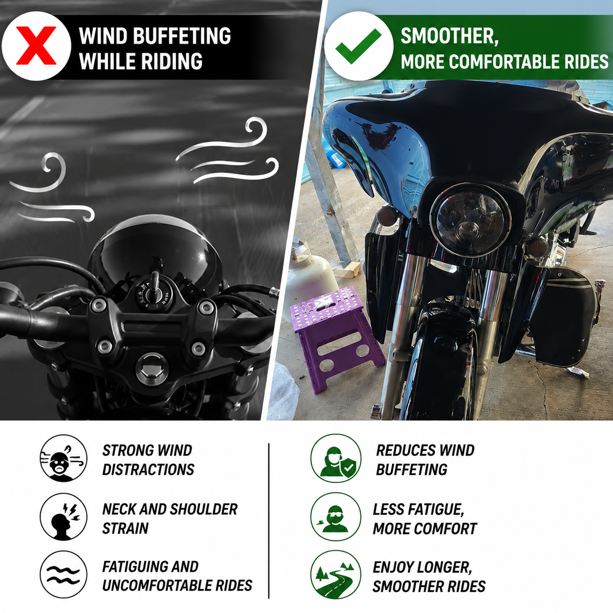 Motorcycle Front Fork Mount Wind Deflectors