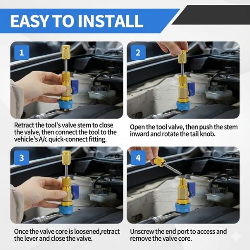 31 PCS R134A AC Valve Core Quick Remover Installer Tool Kit