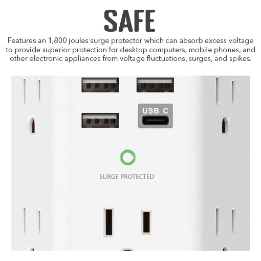 9-In-1 Wall Outlet Extender With 4 USB Ports