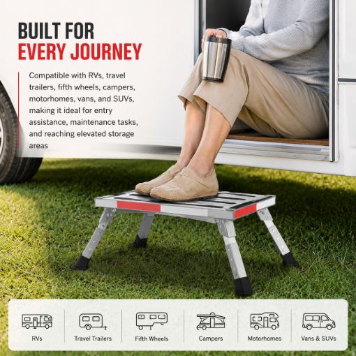 Adjustable RV Steps Extra Large Platform
