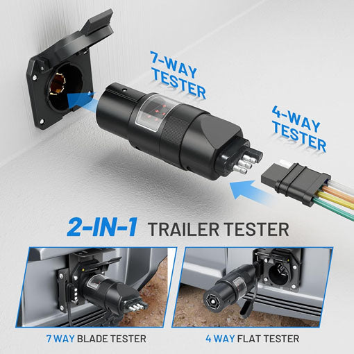 360 Rotatable 7 Way Blade & 4 Pin Trailer Light Wire Circuit Tester