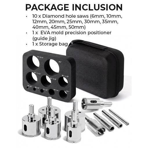 Diamond Core Drill Bits with EVA Guide Jig Kit