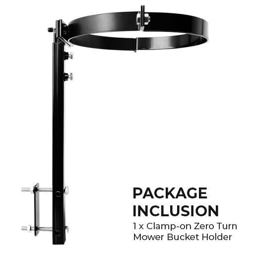 Clamp-on Zero Turn Mower Bucket Holder