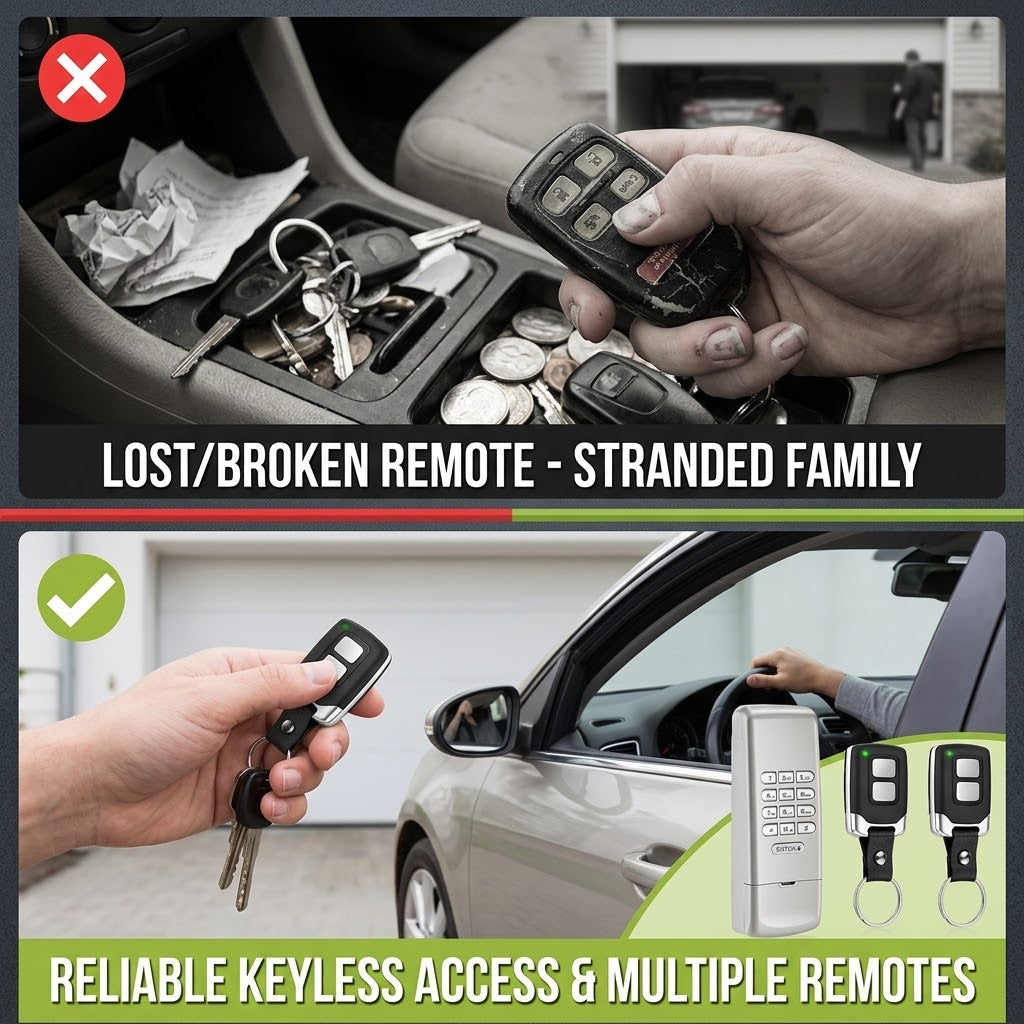 3-in-1 Garage Door Keypad & 2 Remotes
