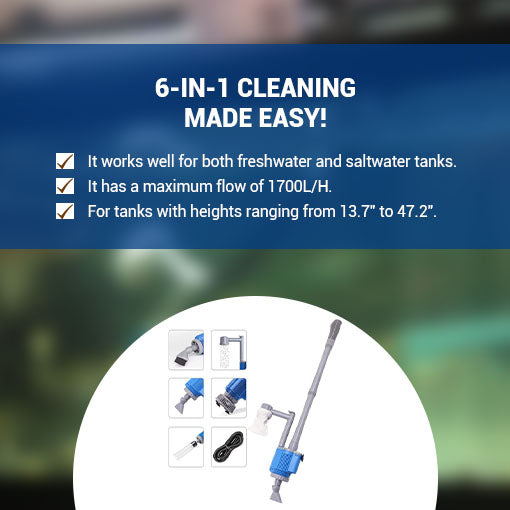 6-in-1 Electric Fish Tank Gravel Vacuum Sand Cleaner