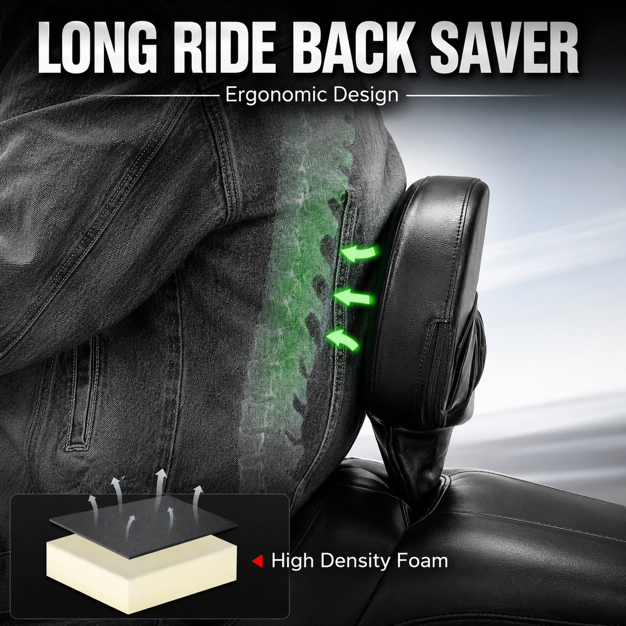 Motorcycle Adjustable Plug-in Driver Backrest with One-Button Angle Adjustment
