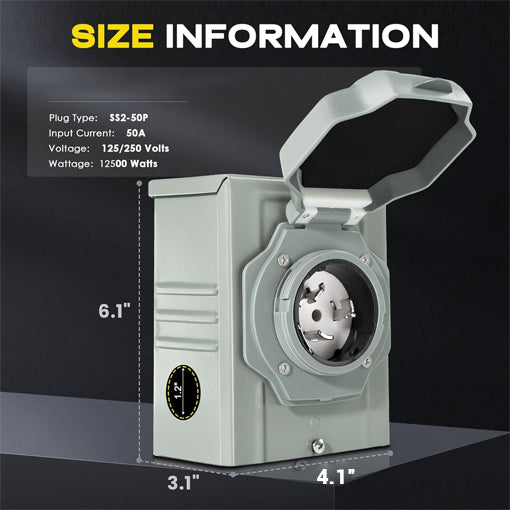 50 Amp Generator Power Inlet Box