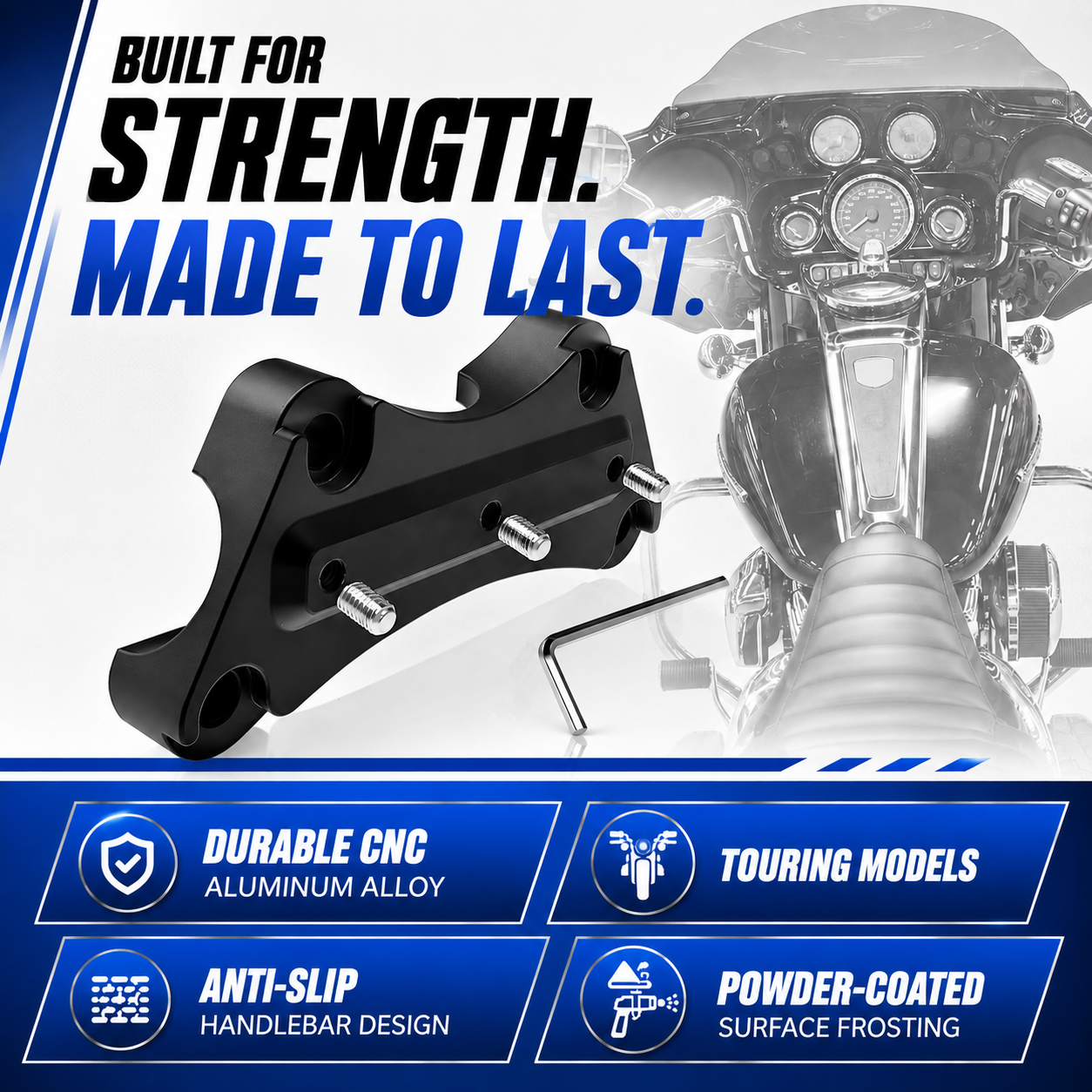Motorcycle Anti-Slip Handlebar Risers 1'' Top Clamp