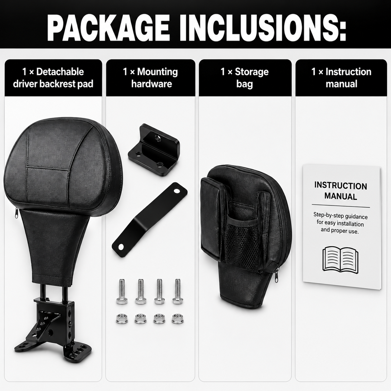 Adjustable Detachable Plug-in Rider Back Rest