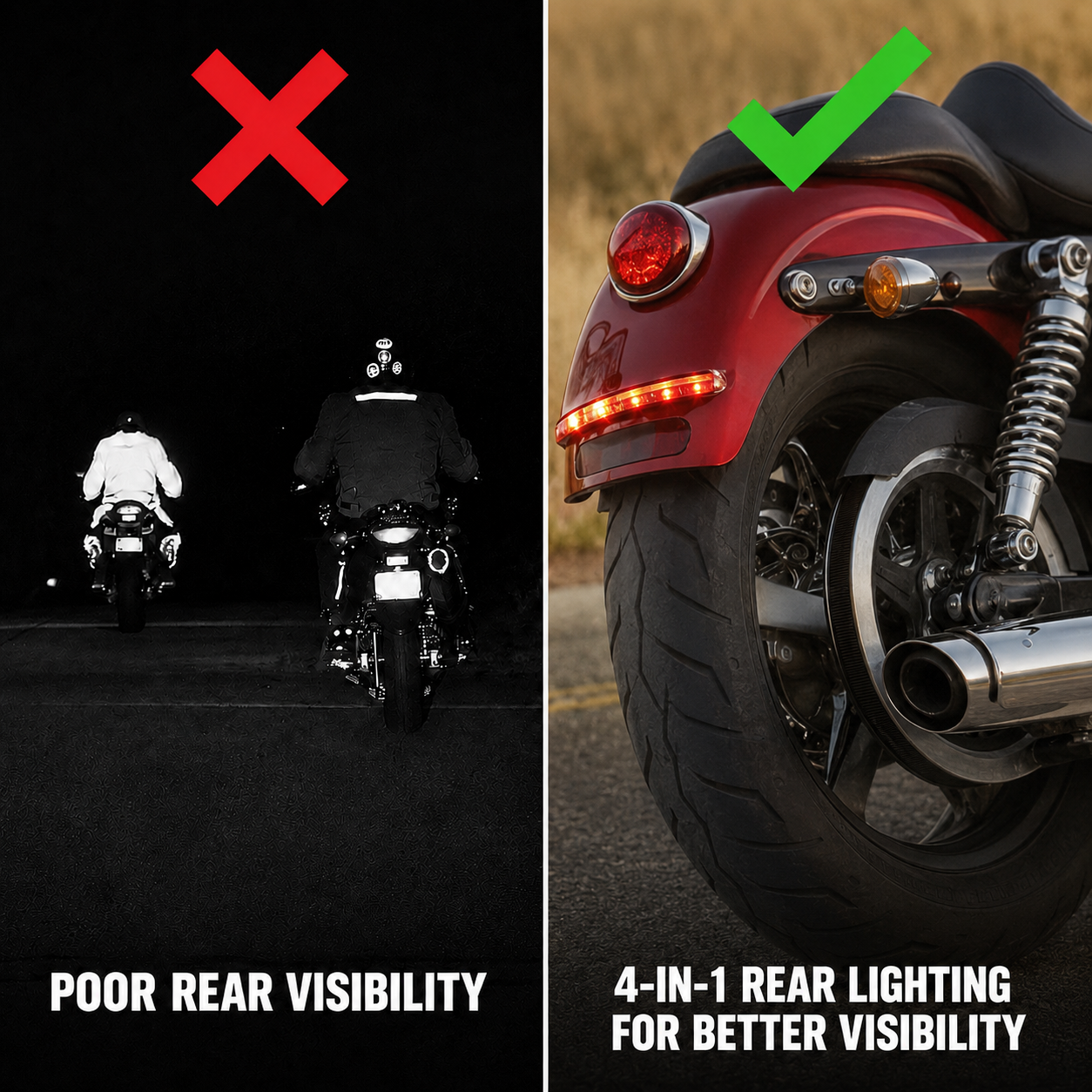 Motorcycle Chopped Rear Fender Edge LED Tail Light
