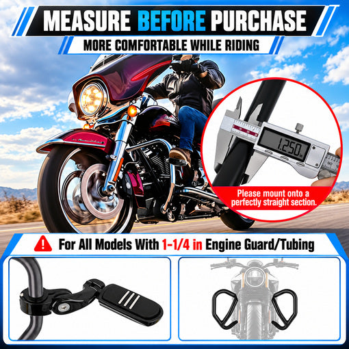 Motorcycle Bolt-On 1.25" Adjustable Highway Footpegs