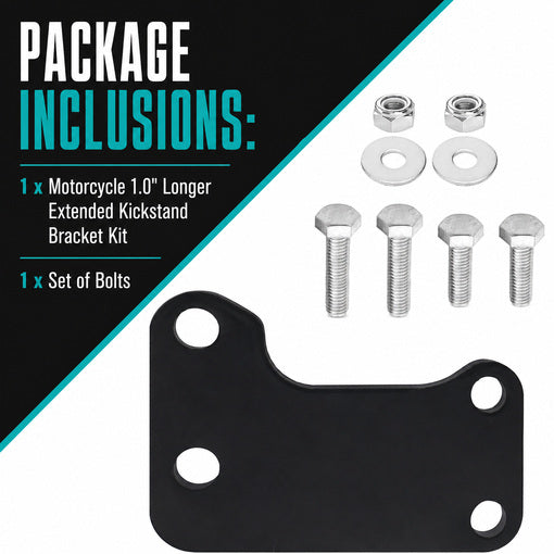 Motorcycle 1.0" Longer Extended Kickstand Bracket Kit