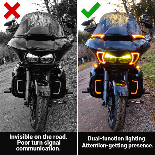 Motorcycle Dual-Function LED Windshield Trim Lights