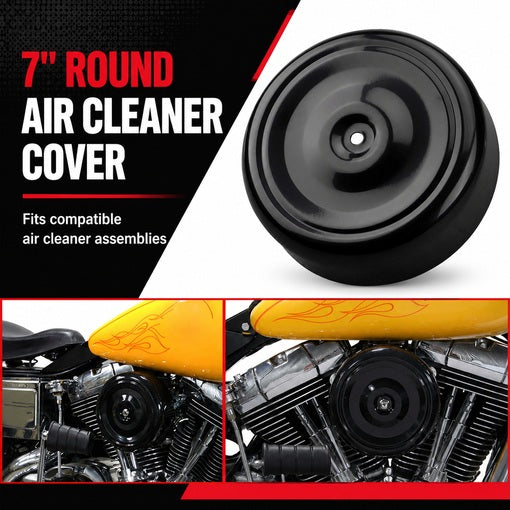 Motorcycle 7" Round Ripple Air Cleaner Intake Filter Cover