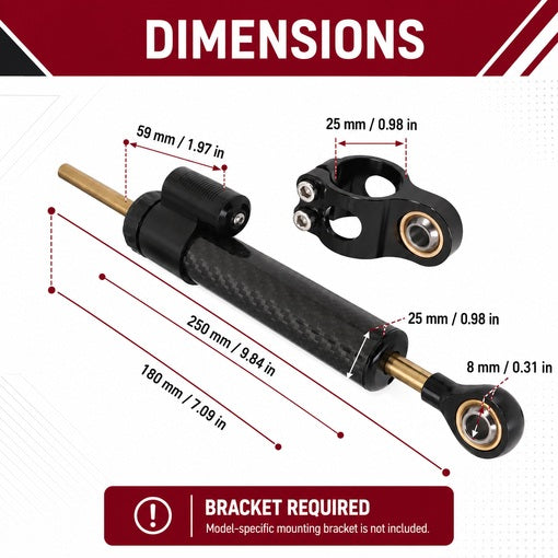 10-Inch Universal Motorcycle Steering Damper Stabilizer