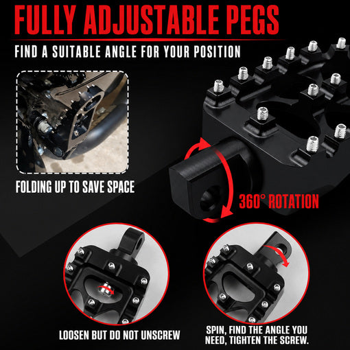 Motorcycle Foot Pegs Wide 360° Rotating Foot Rest Pedal