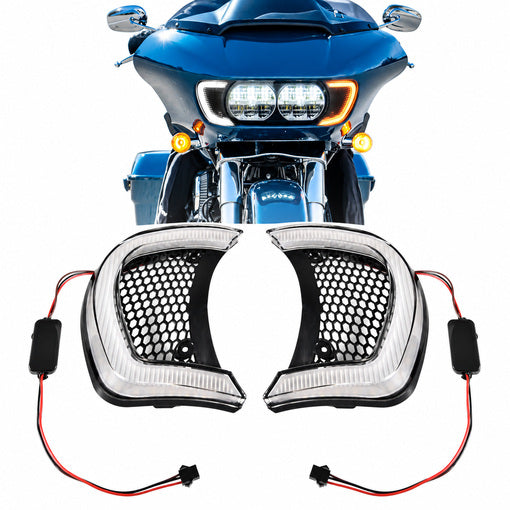 Motorcycle LED Headlight Vent Turn Signal For 2015-2024