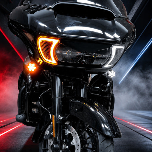 Motorcycle LED Headlight Vent Accent Turn Signal Lights