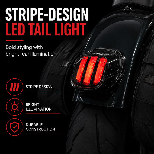 Motorcycle Stripe-Design LED Brake Tail Light with F1 Turn Signal