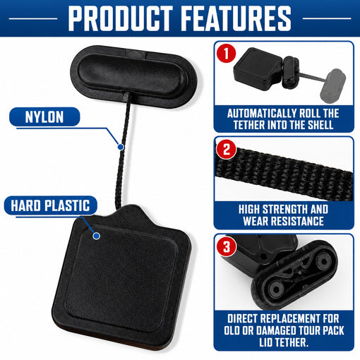 Motorcycle Tour Trunk Cable Lid Tether Retractable Cable