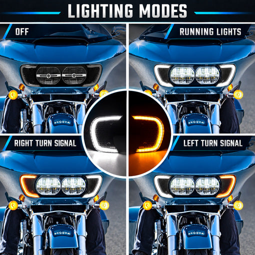 Motorcycle LED Headlight Vent Turn Signal For 2015-2024