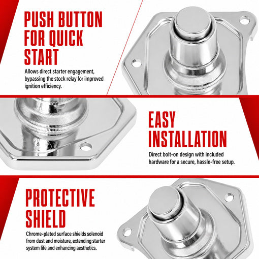 Bolt-On Motorcycle Solenoid Cover Starter Push Button