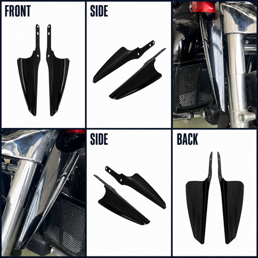 Bolt-On Motorcycle Front Fork Mount Wind Deflectors 1-Pair