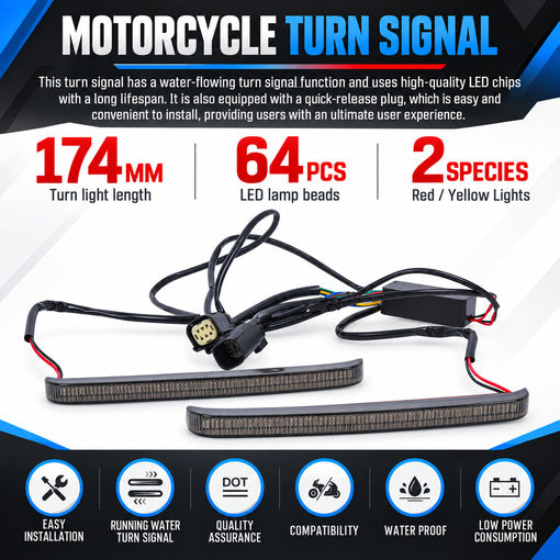 Motorcycle LED Saddlebag Tail Lights with Sequential Amber Turn Signals Brake Light