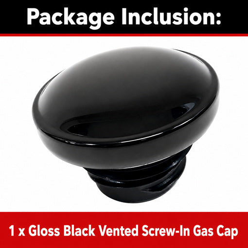 Motorcycle Screw-in Ratcheting Gloss Black Vented Gas Cap