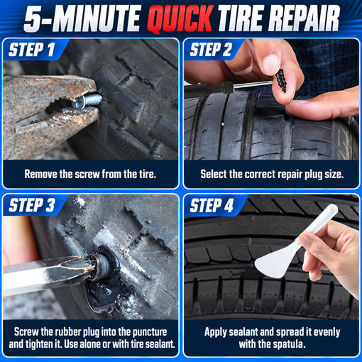 40 PCS Quick Fix Screw-in Tire Plug Kit