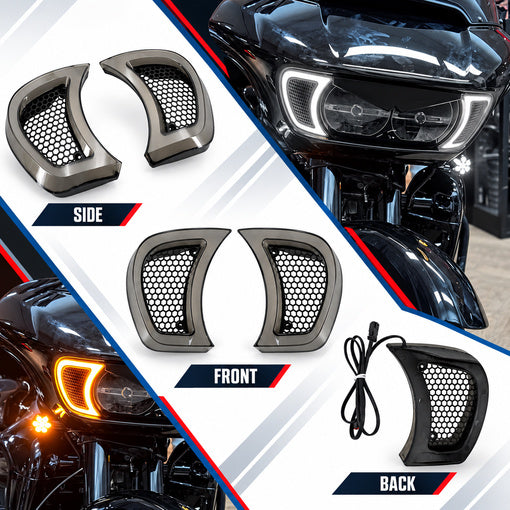 Motorcycle LED Headlight Fairing Vent Accent Turn Signal Lights