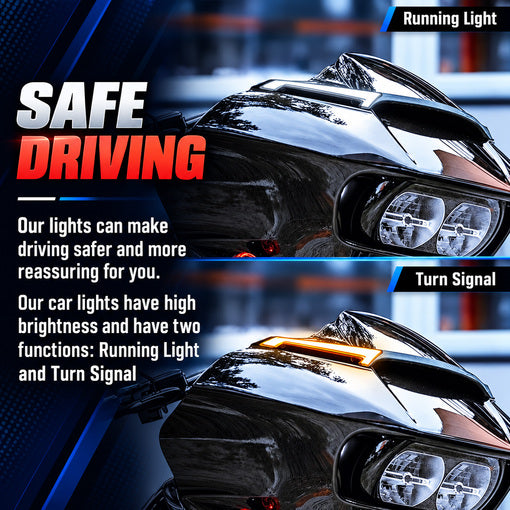 Motorcycle Dual-Function LED Windshield Trim Lights
