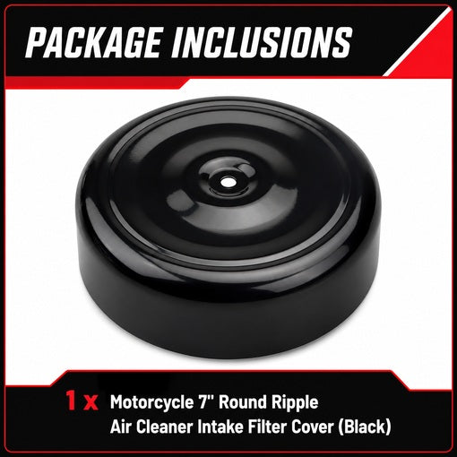 Motorcycle 7" Round Ripple Air Cleaner Intake Filter Cover