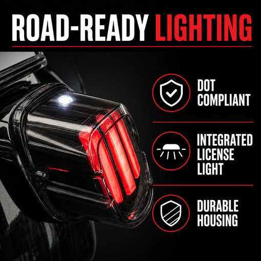 Motorcycle Stripe-Design LED Brake Tail Light with F1 Turn Signal