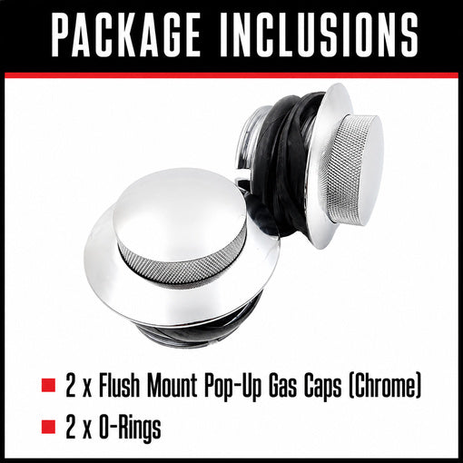 2-pack Motorcycle Flush Mount Pop-Up Fuel Tank/Gas Cap